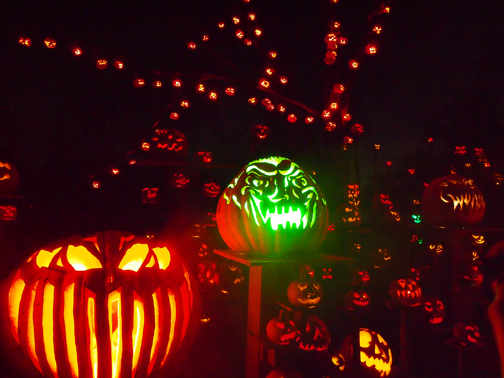 Pumpkins at night