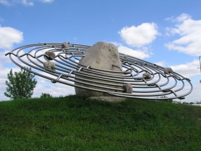 A public art piece of Saturn in Minneapolis.