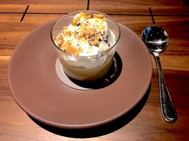 Butterscotch pot de creme dessert.