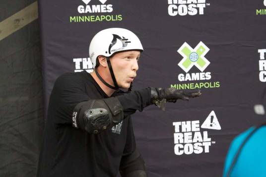 Leonardo Ruiz having fun with the camera after his Big Air jump at X Games Minneapolis 2017.