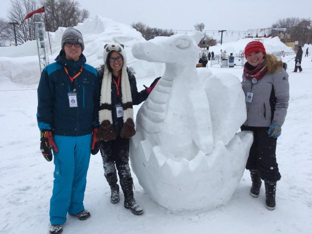 From left to right, Robert McLernon, Lianna Matt, the dragon (named Toby) and Cassie Bauman. Unfortunately, you can't see the detailing of the wings or the spine spikes, but use your imagination.