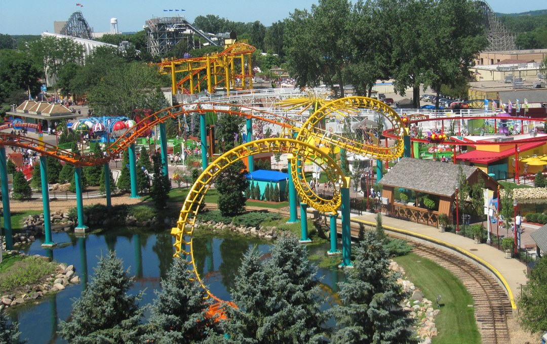 Valleyfair Landscape View of Rollercoasters and Attractions