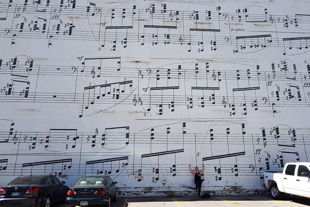 The Schmitt Music Mural in downtown Minneapolis, one of the best Minneapolis Murals.