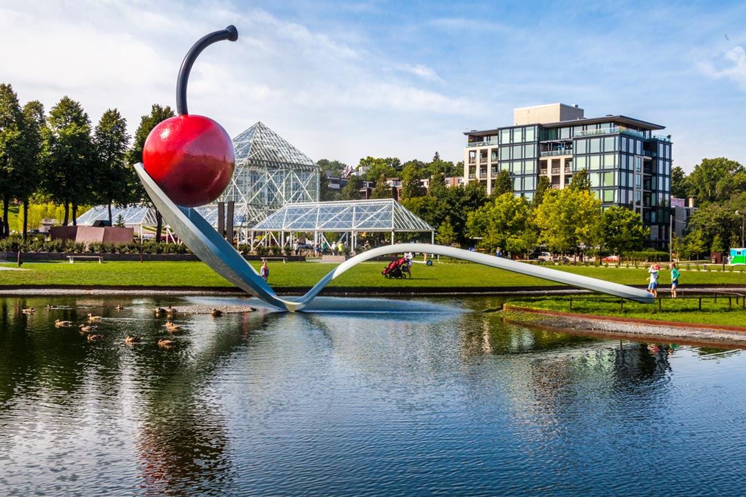 Spoonbridge and Cherry at the Minneapolis Sculpture Garden.